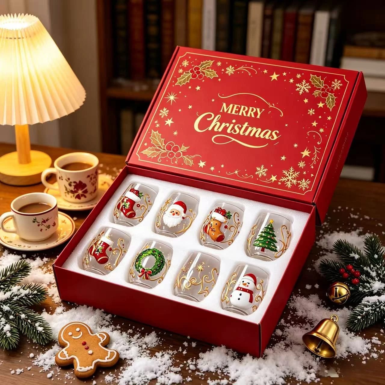Snowman Christmas Wine Cup 6pcs, Funny Holiday Beer Mugs Set for Party Gift