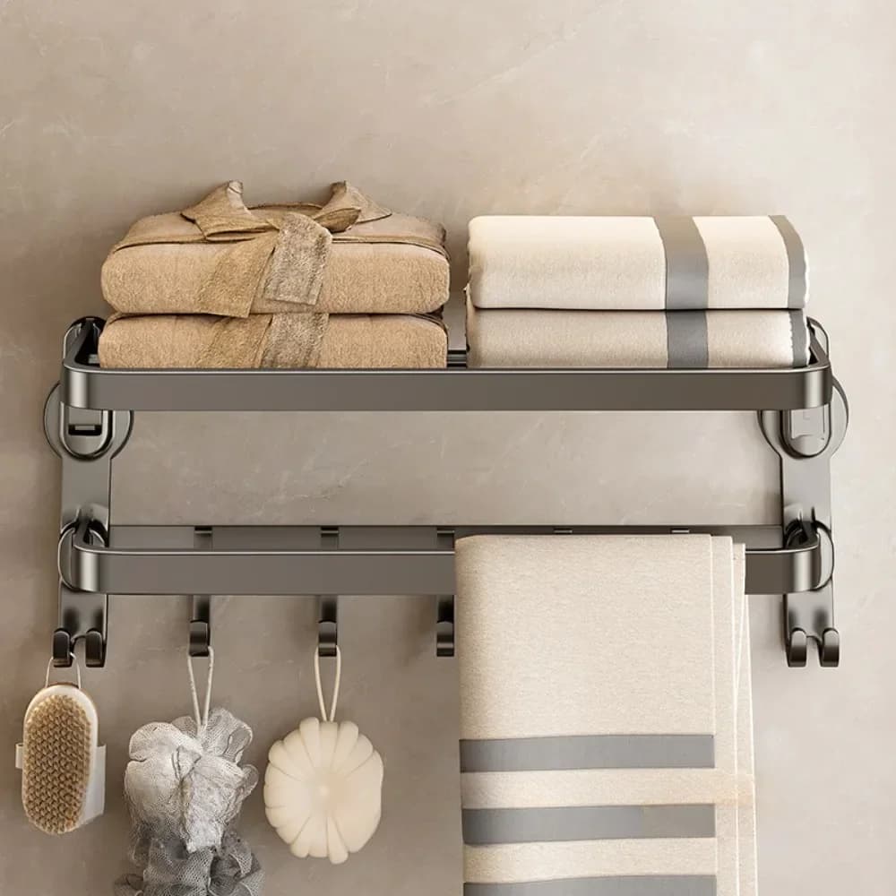 Portasciugamani per WC Portasciugamani con ventosa senza foro Accessori per il bagno Portasciugamani da bagno a parete Mensola integrata
