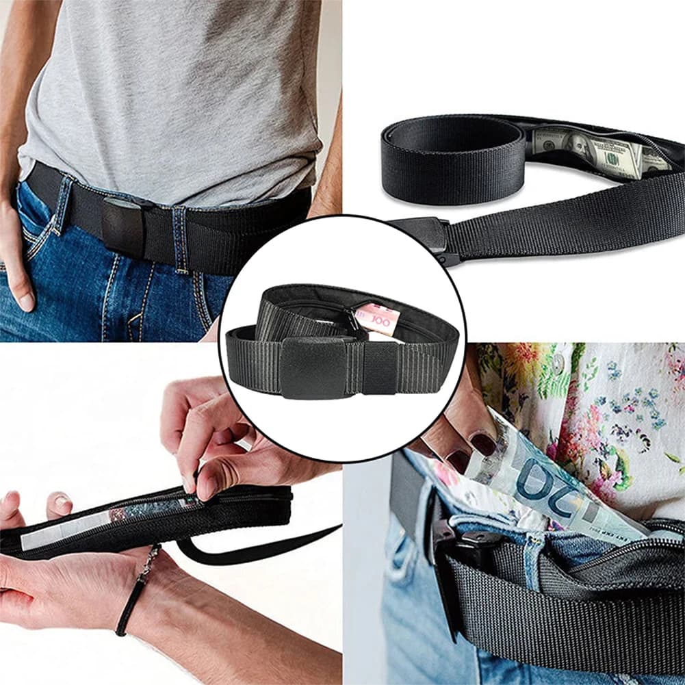 Cintura antifurto da viaggio da 120cm marsupio da uomo con cinturino per soldi nascosto cintura portafoglio con cerniera nascosta cinture a portafoglio