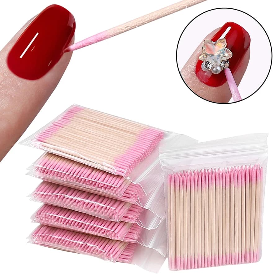 100 Pieces Double Toe Cotton Sticks with Nail Art Tips, Makeup, Eyeliner and Correction - Beauty Tools