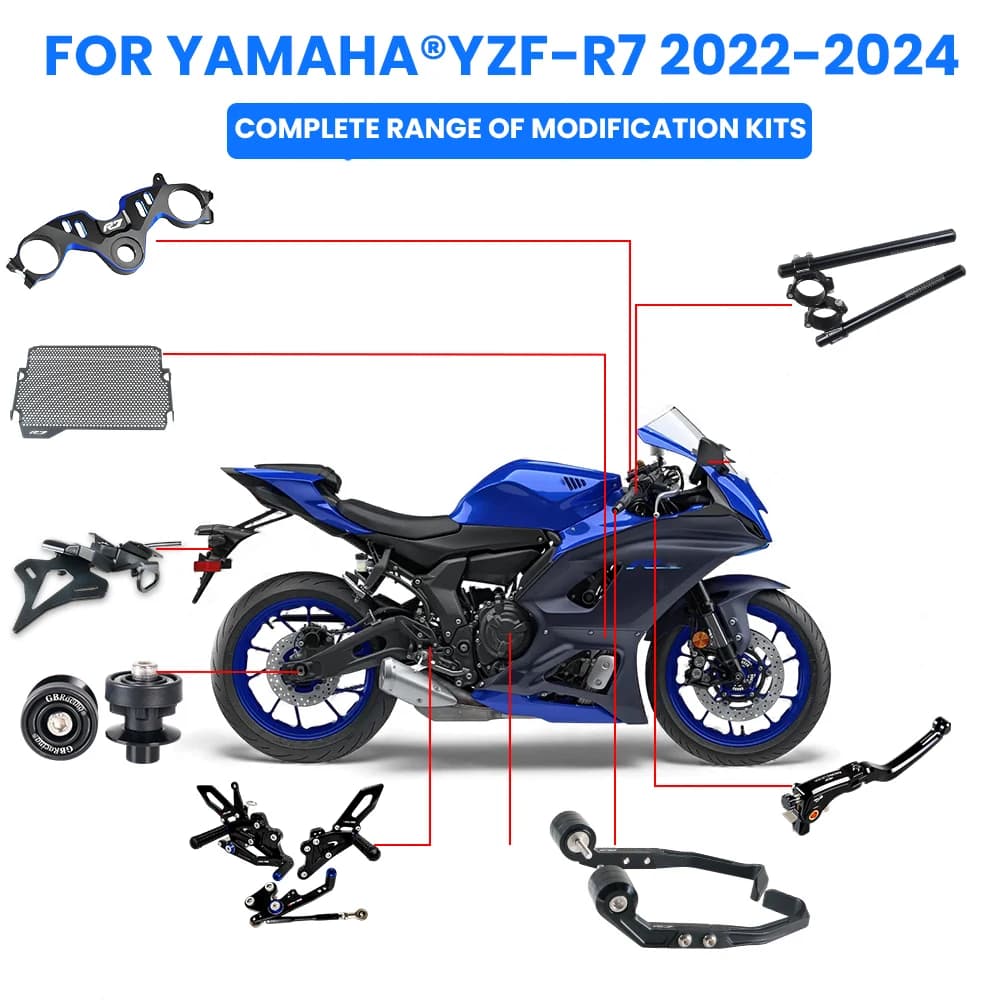 Per YAMAHA YZF-R7 2022-2025 Accessori per la modifica del motociclo Kit poggiapiedi Manubrio moto Staffa porta targa