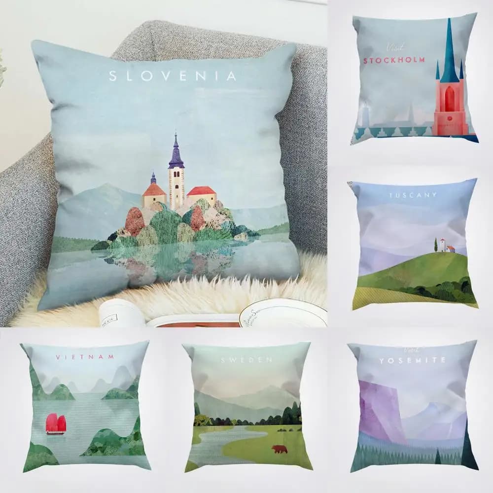 H-Henry Art Pillow Case For Car Sofa Decorative Home Double-sided Print Plush Square Throw Pillow Cushion Cover