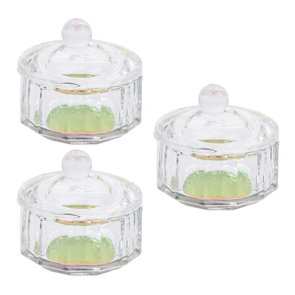 Set di 3 Coppette Premium in Vetro Cristallo per Miscelare Liquidi e Polveri per Unghie, Accessorio per Manicure Professionale