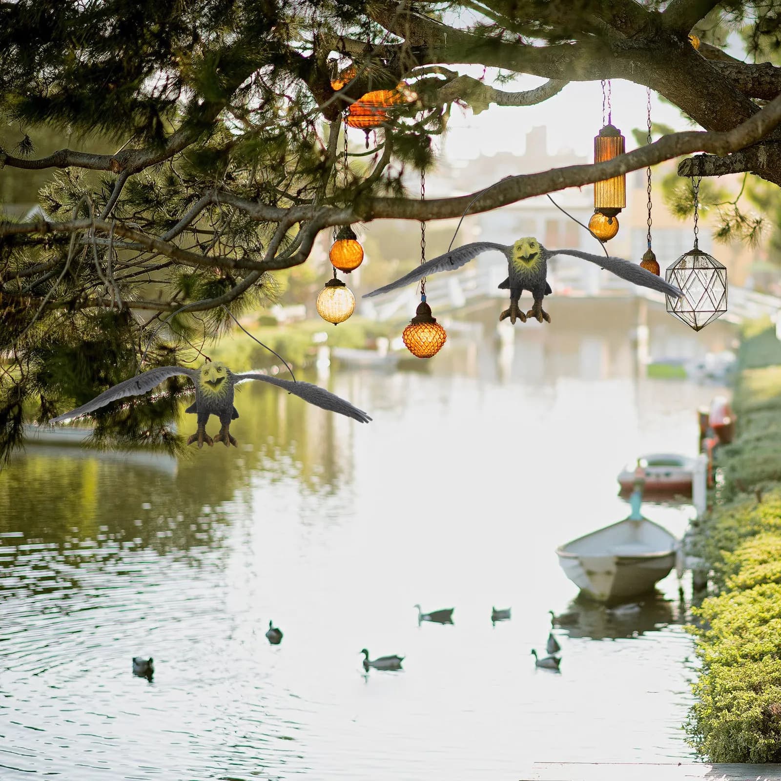 2 Pezzi Scultura Aquila Imitata in Plastica Ecologica, Repellente per Uccelli, Decorazione da Giardino, Figura Animale Educativa per Bambini, Regalo