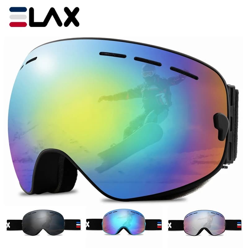 ELAX Marca UV400 Doppi strati Anti-fog Occhiali da sci Uomo Donna Sport all'aria aperta Occhiali da neve Maschera da snowboard Occhiali da motoslitta