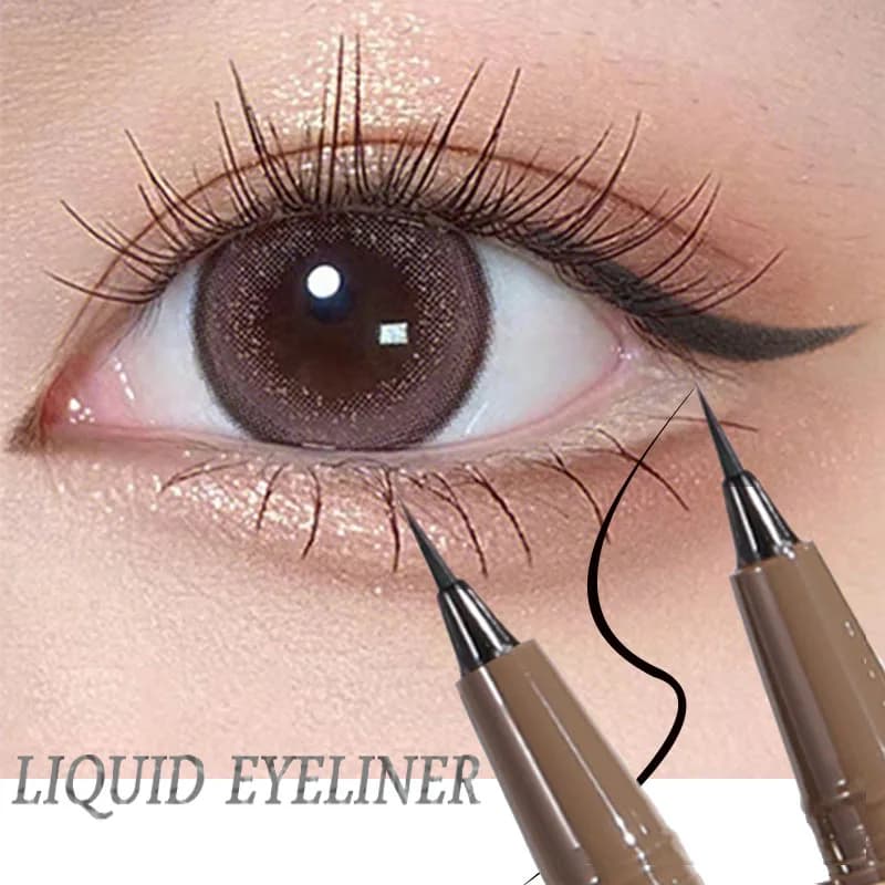 Flow Liquid Eyeliner Pen for Long Life Liquid Eyeliner Non-slip Colorfast Eyeliner Pen for Eyebrow Quick Drying Eyeliner Cosmetic Makeup Beginner