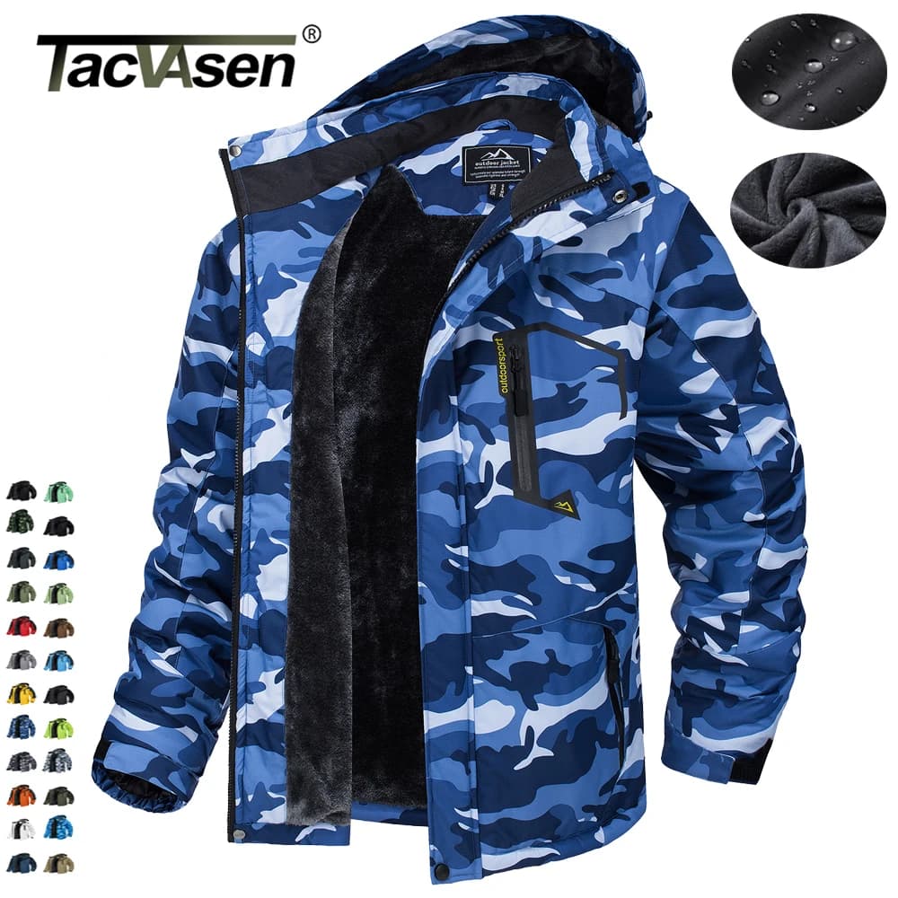 TACVASEN Fodera in pile Giacche da montagna Giacche da trekking da uomo Cappotti con cappuccio rimovibili per esterni Sci Snowboard Parka Capispalla invernale