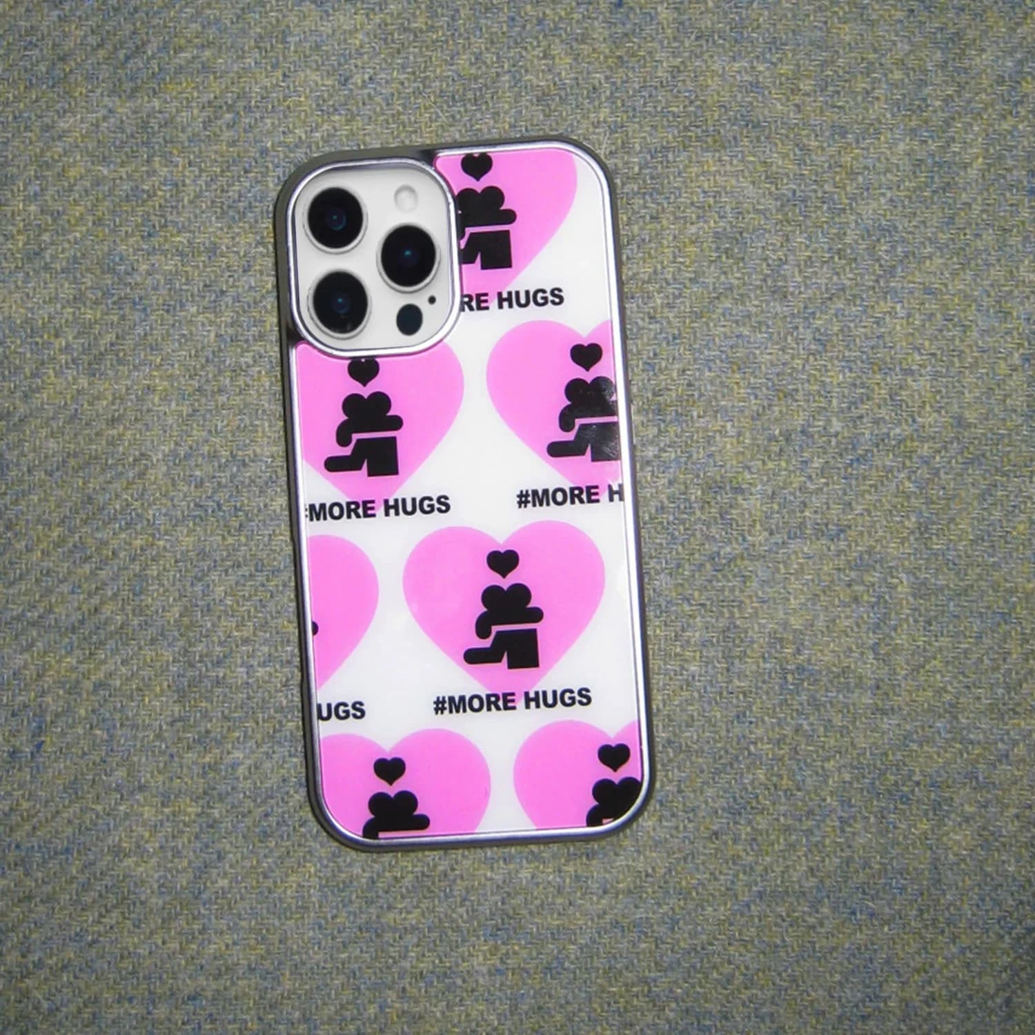 Cover per telefono coreana Y2K trendy con cuore rosa dolce e abbracci, per Samsung S23 S24 S25 S26 FE ULTRA EDGE PLUS