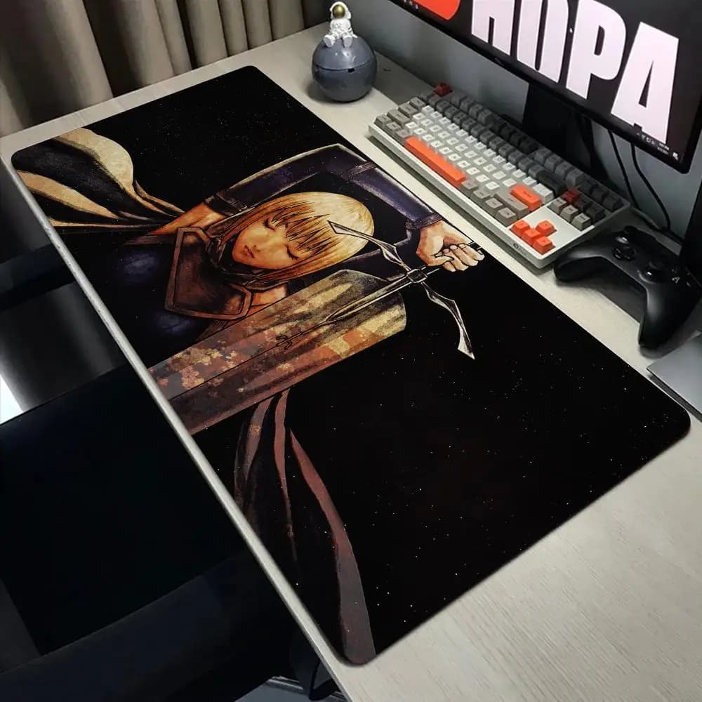 Tappetino per mouse grande Accessori da gioco XXL Tastiera per giocatori da ufficio Tappetino da scrivania antiscivolo in gomma per laptop 900x400 Anime Claymore Mousepad