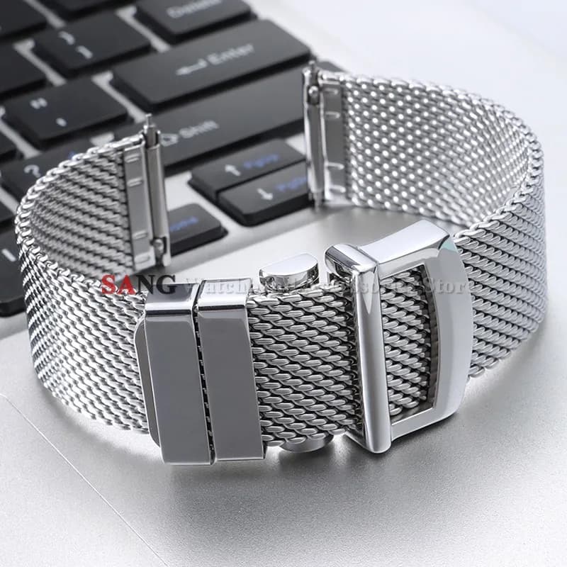 Cinturino Universale 20/22mm in Acciaio Inossidabile per Uomo e Donna, Bracciale Moda Business Argento, Cinturino Milanese a Maglia 1.0mm