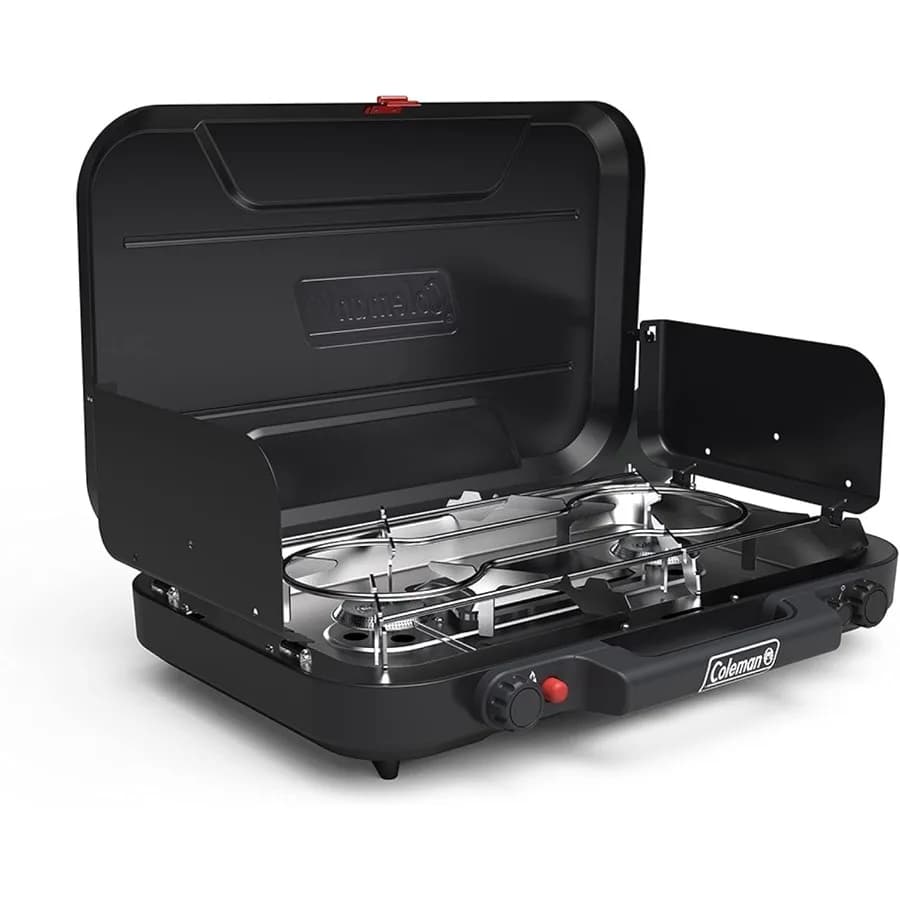 Coleman Classic Fornello da campeggio a propano a 3 fuochi con piano cottura portatile con accensione InstaStart con 3 bruciatori regolabili 28 000 BTU