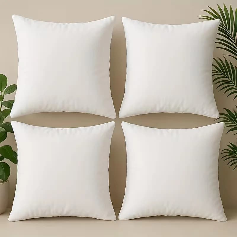 Pure White Modern Style Pillow Covers, 4-Pack, 20x20 Inch, Sublimation & Heat Transfer, Washable Polyester, Digital Print, Invisible Zipper, DIY Hand-Painted, for Sofa & Living Room