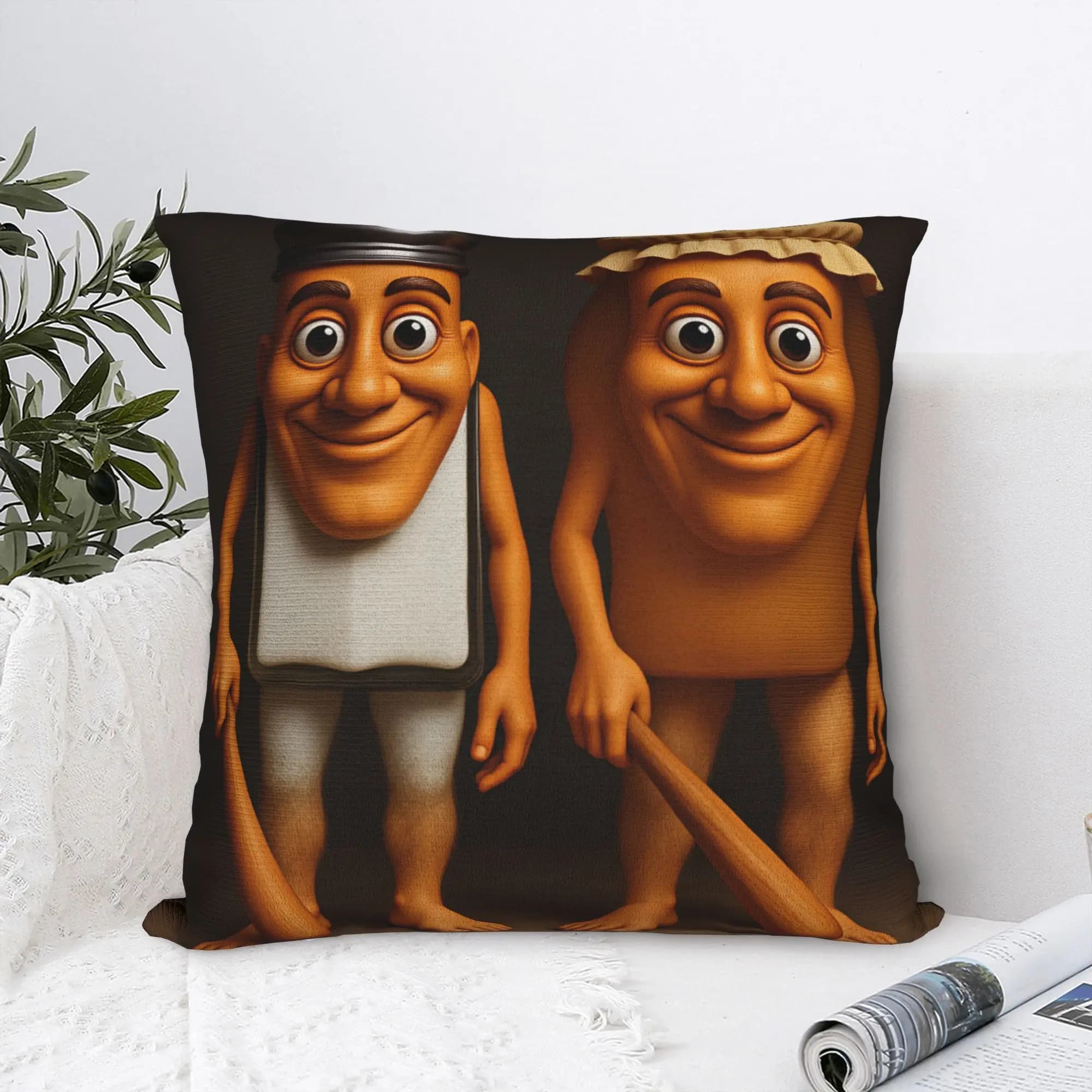 Fodera per cuscino con design Tung Tung Sahur Salt Jam Mascot Meme, per divano, camera da letto, decorazioni per la casa, moderna fodera per cuscino