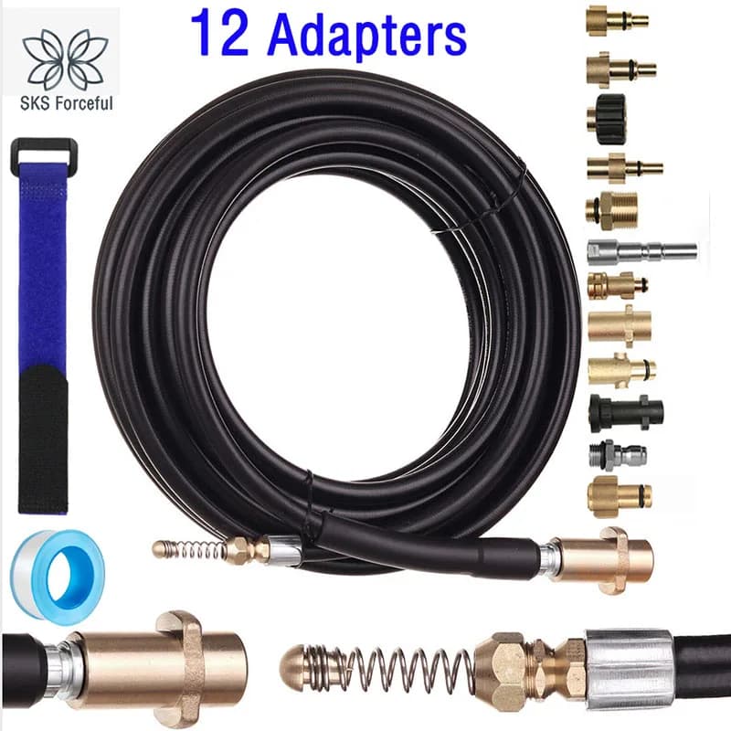 Kit di pulizia del tubo flessibile per la pulizia dell'acqua di scarico con adattatore per accessori Karcher idropulitrici ugello tubo per autolavaggio