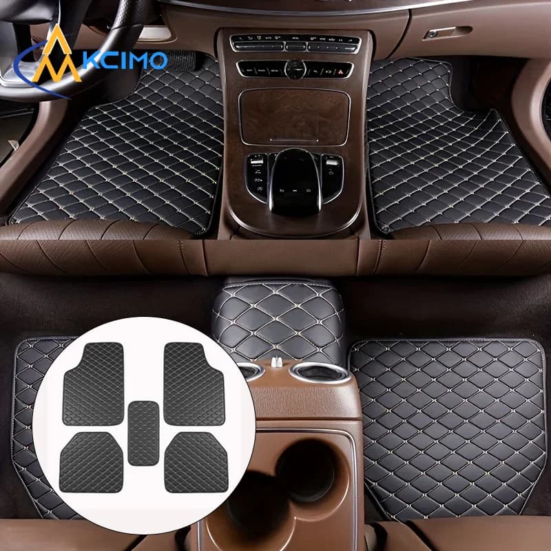 Set di 5 Tappetini Universali per Auto, Tappeti in Pelle PU Impermeabili, Protezione per Tutte le Stagioni, Tappetini Interni per Veicoli