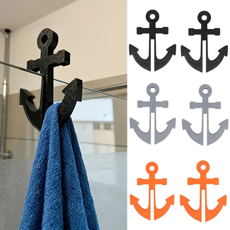 3D Shower Door Hook without Drilling for 6mm Glass Doors, Heavy Duty Plastic Bath Clothes Hanger, Towels, Bathrobes, Home Organizer