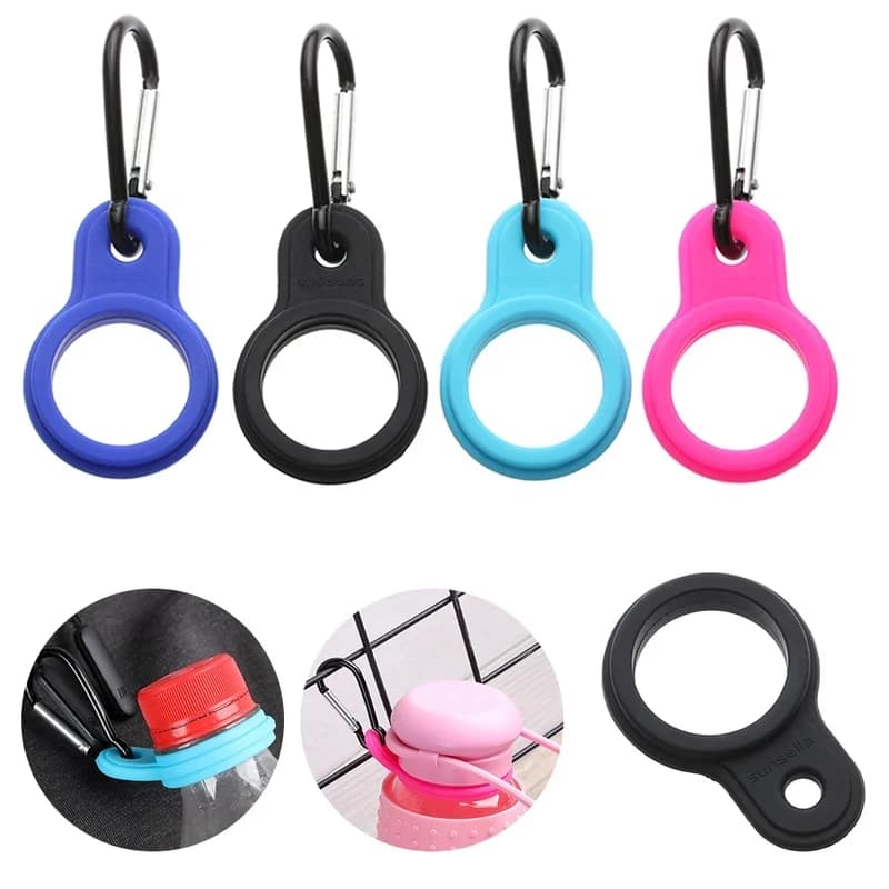 1-4PC High Quality Aluminum Sports Kettle Buckle Outdoor Carabiner Water Bottle Holder Rubber Buckles Hook Camping Hiking Tool