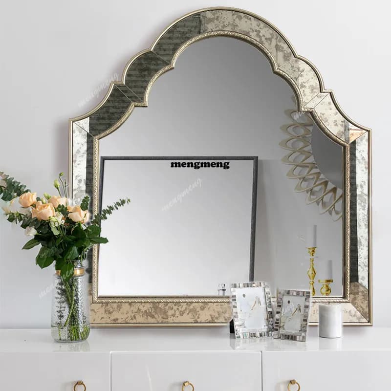 Specchio decorativo antico europeo da appendere al muro del corridoio, specchio da bagno di alta gamma, specchio antico, decorazione morbida, personalizzabile.