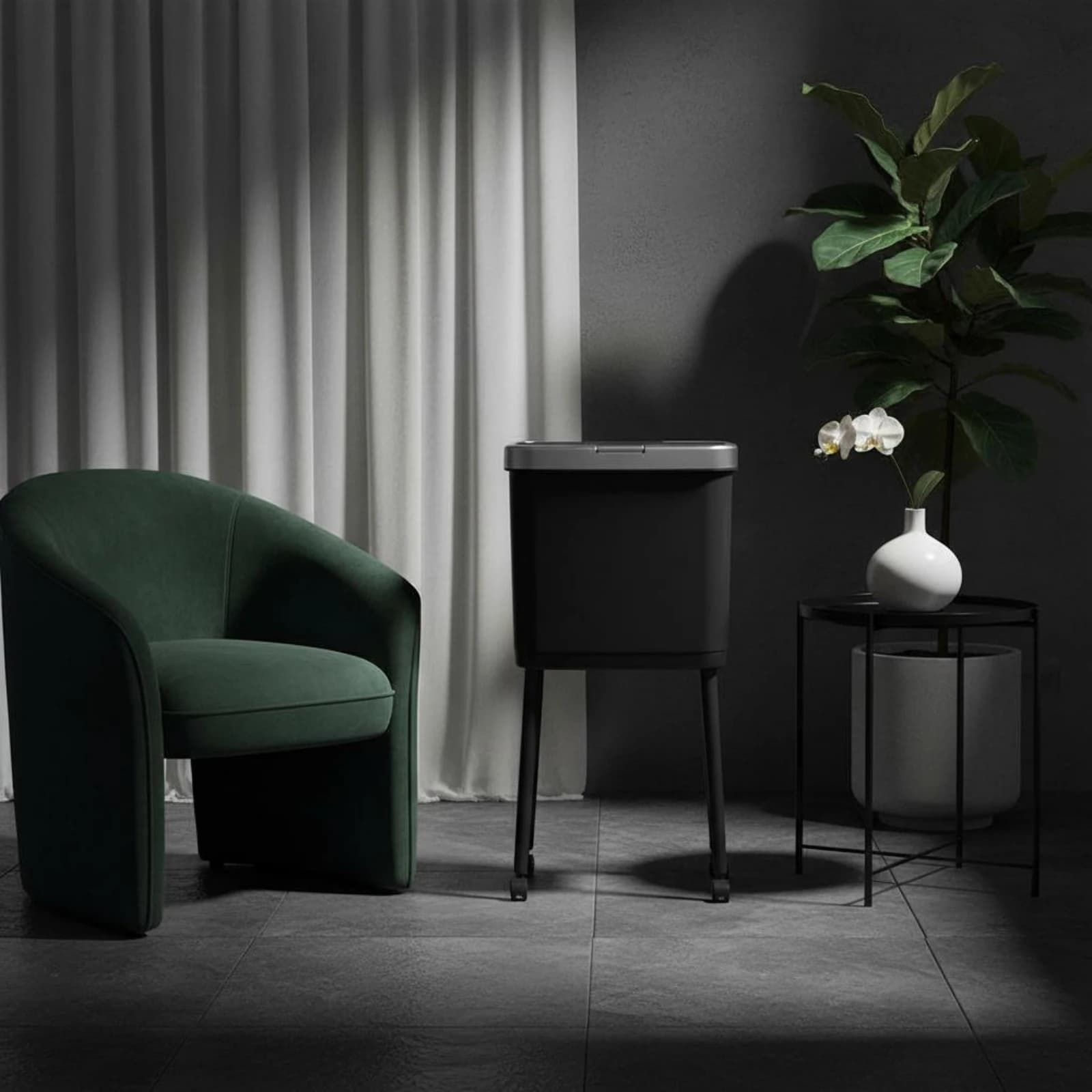 Tall Pedal Trash Can Luxury Design Raised Trash Bin with Lid Large Capacity Waste Bin Modern Look Household Storage for Home