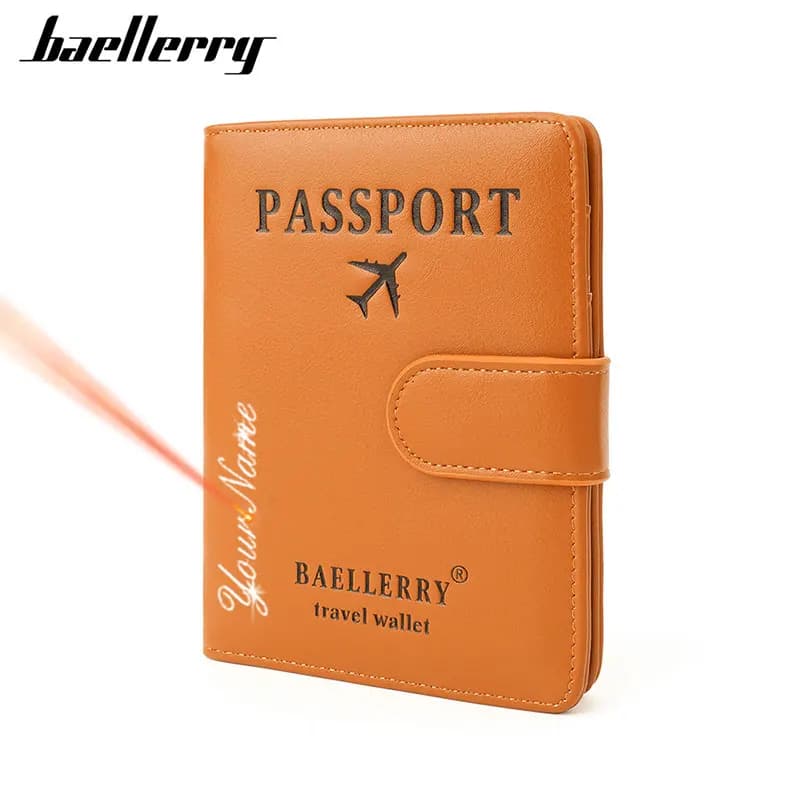 Baellerry Nuova RFID Borsa per passaporti da donna Nome incisione Portafogli Passaporti da viaggio Porta carte Fibbia magnetica Borse unisex