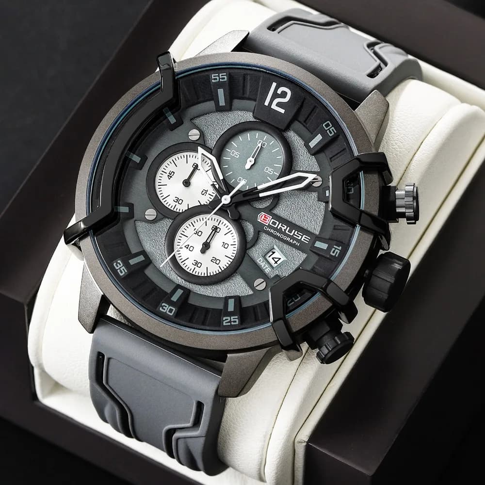 BORUSE 2 pcs/set men's quartz watches fashionable and luxurious straps for silicone watches men's quartz watches