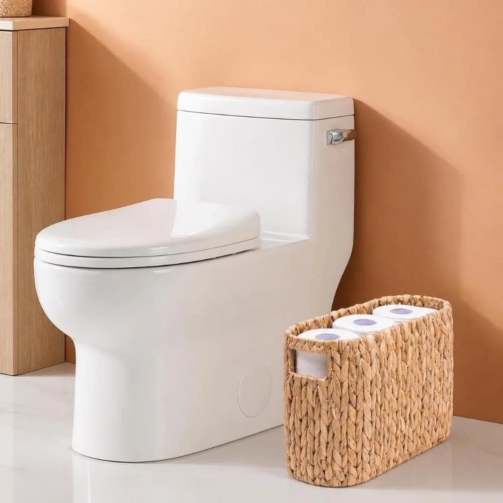 Water Hyacinth Toilet Paper Storage Basket Handwoven large Capacity Toilet Paper Holder Basket Built-in Handles
