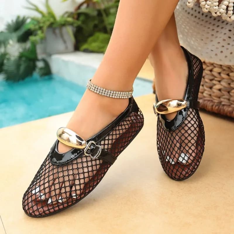 Ballerine a Rete da Donna, Scarpe da Ballo Comode con Punta Rotonda, Scarpe Traspiranti Casual da Passeggio, Zapatos Mujer