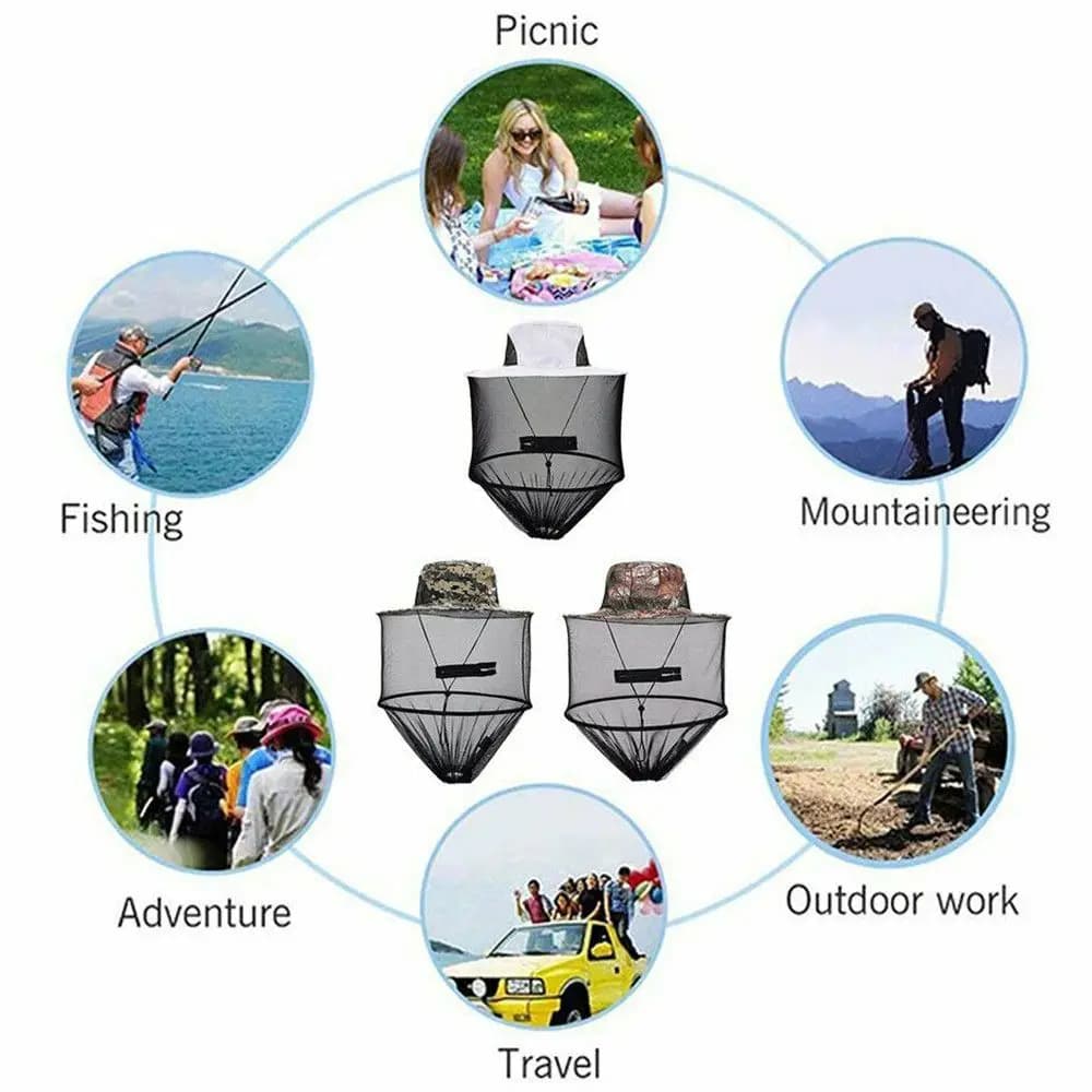 Summer Hidden Net Mesh Foldable Insect Bee Protection Repellent Protection Fishing Cap Outdoor Sunscreen Mosquito Hat