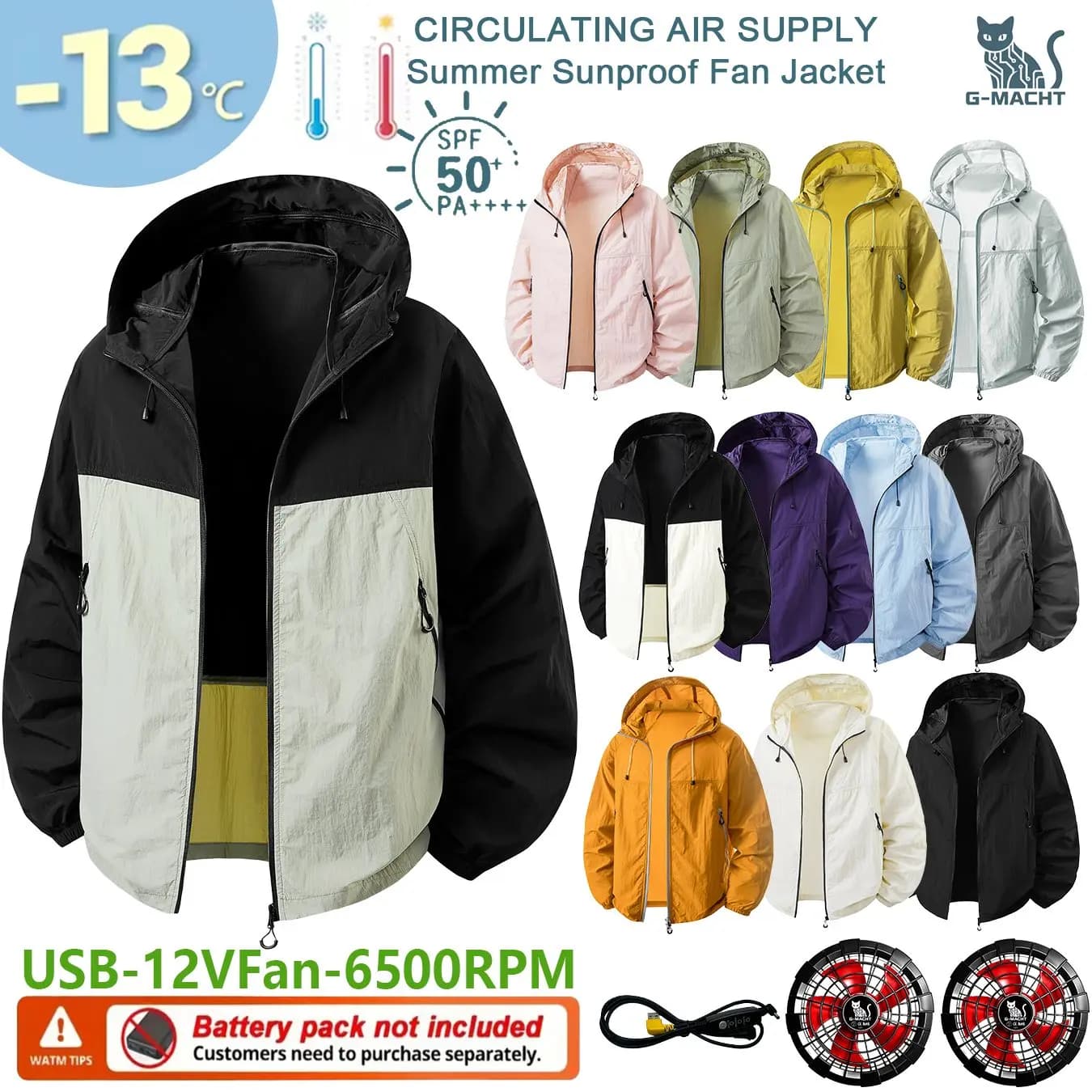 Gilet rinfrescante 12V/5V per coppie, giacca con ventola resistente al calore, abbigliamento climatizzato traspirante a maniche lunghe con protezione UV