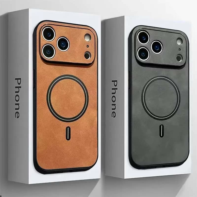 Luxury Synthetic Leather Shock-Absorbing Magnetic Phone Case For IPhone 18 Pro Max 11 13 14 15 16 17, Supports Wireless Charging