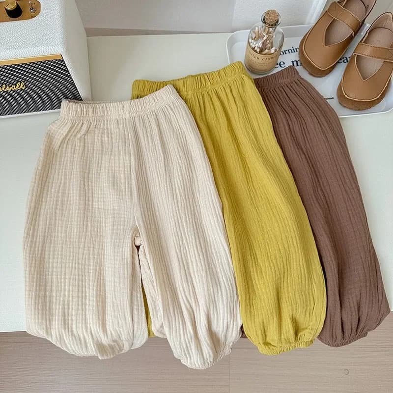 9m-6y Kids Clothing Summer Sottile Solid Color Anti Mosquito Pants Newborns and Girls Casual Trousers Fashion Simple Bloomers
