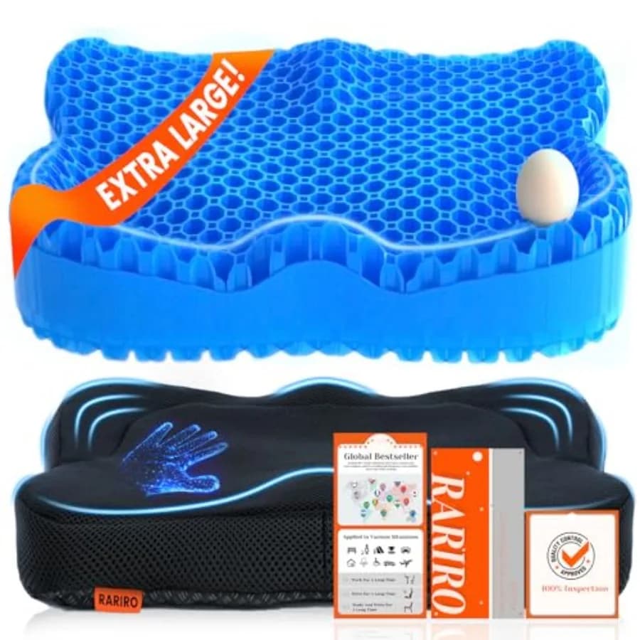 Cuscino in Gel per Sedia da 19,7 Pollici, Imbottitura in Gel per Sedia a Rotelle, Sollievo dal Dolore al Coccige e Sciatica, Cuscino Rinfrescante per Scrivania