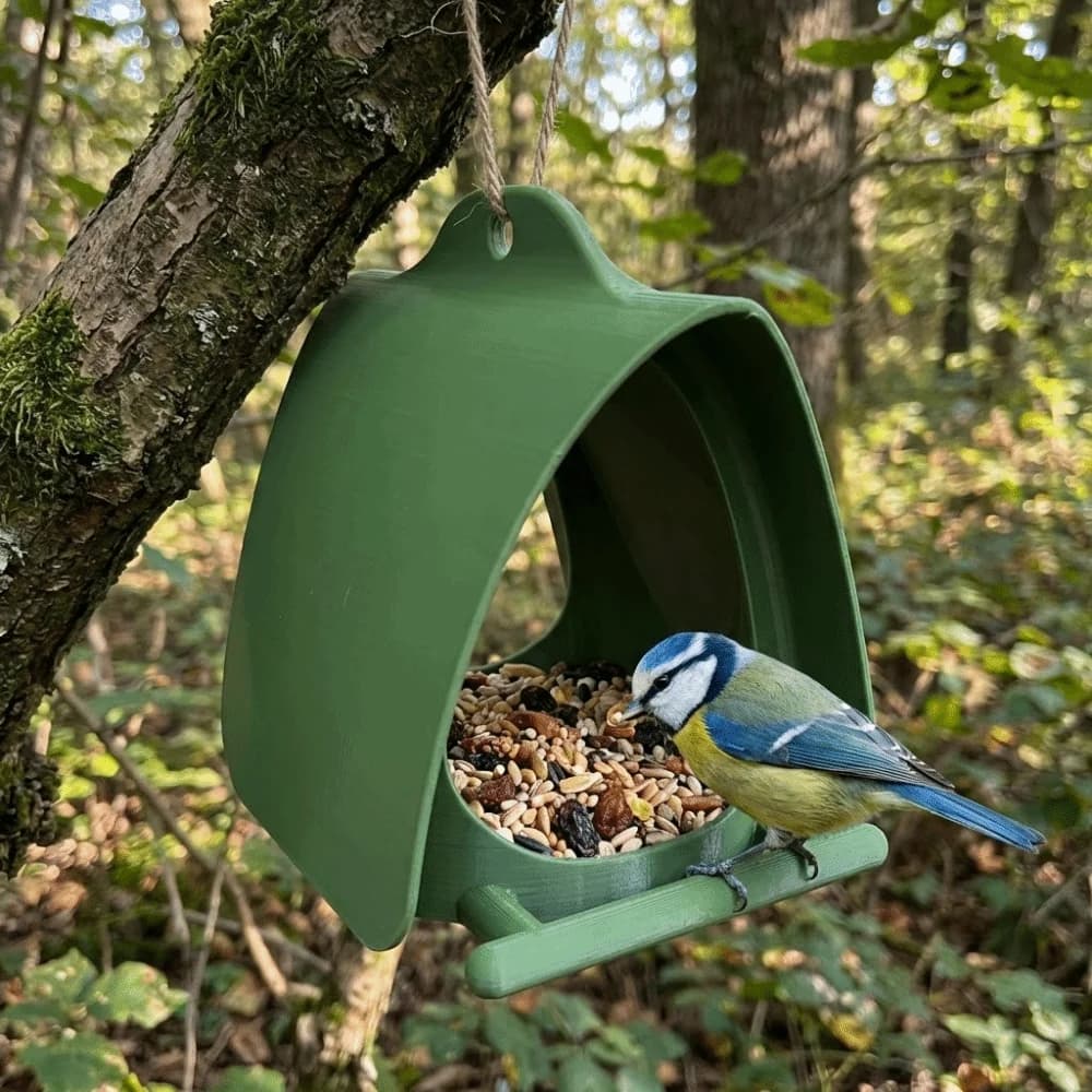 3D Printing Hanging Bird Feeder Windproof Rain-Resistant Bird Feeding Station Plastic Large Capacity Bird Food Container