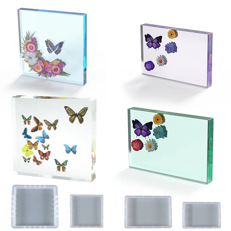 Silicone Mold for Rectangular/Square Photo Frame UV Epoxy Resin Jewelry Making Home Decor Craft Ornaments