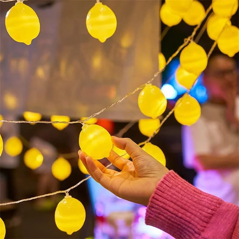 Decorazioni per la camera Frutta Limone Luci a corda a led Atmosfera di Capodanno per interni Decorazione natalizia Luci a batteria Festa impermeabile 089