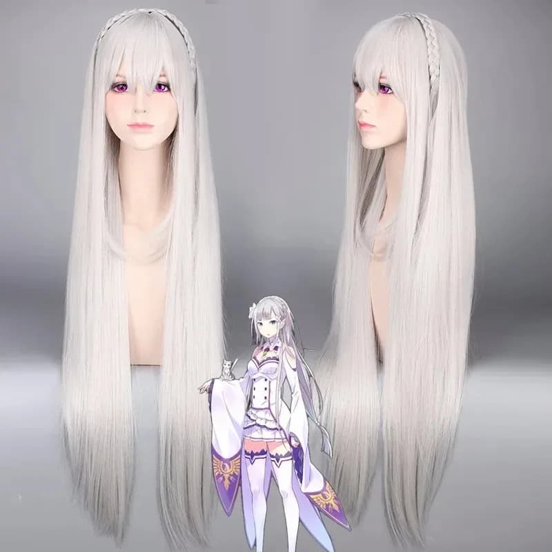 Life In A Different World From Re:Zero Kara Hajimeru Isekai Seikatsu Emilia Long Cosplay Wig Cap NM33