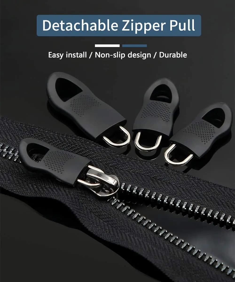 10 pezzi staccabili con linguetta per cerniera, accessori per la testa, bagagli, zainetto, cappotto, lega universale, gomma, jeans, cerniera di ricambio