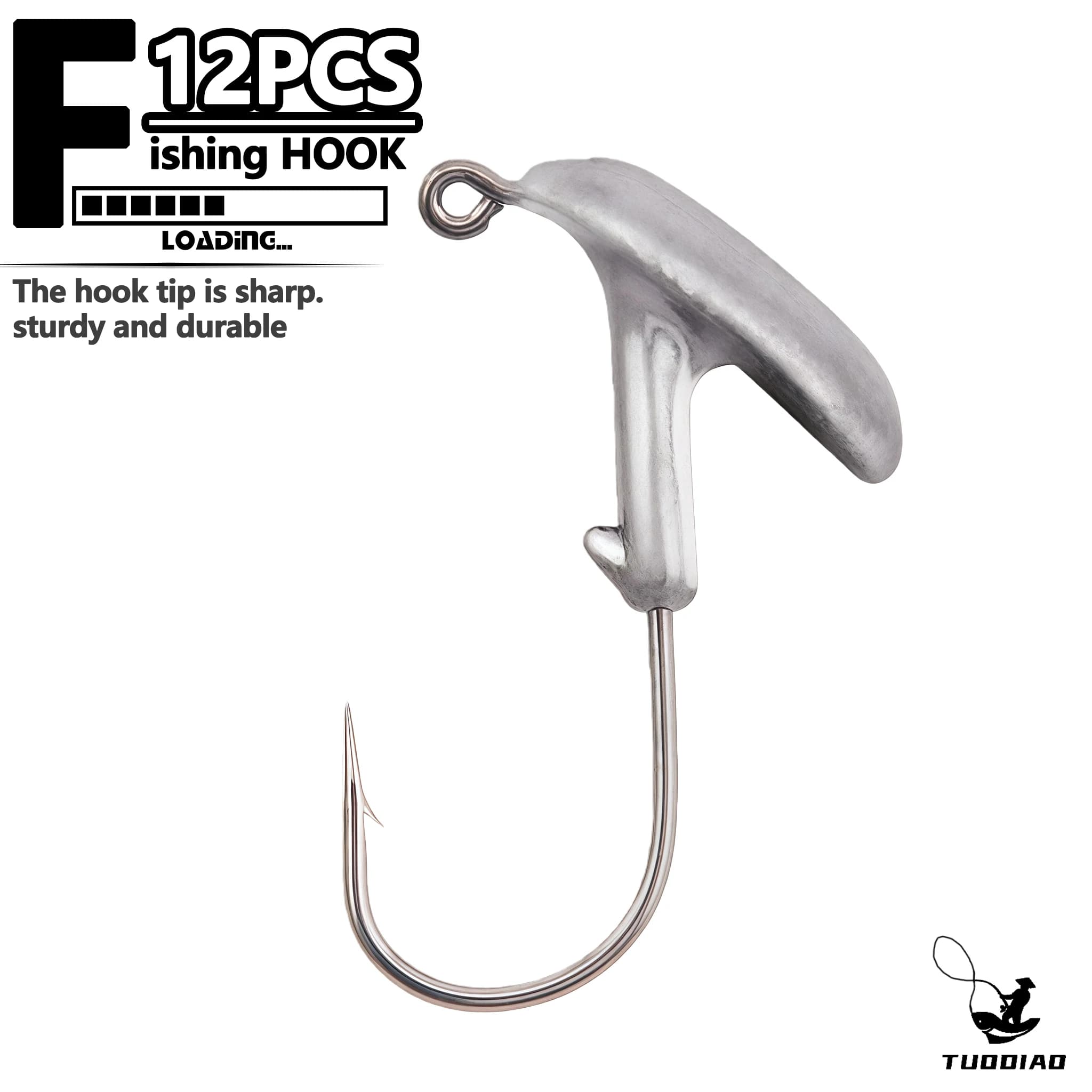 Upright Standing Jig Head Hooks 12Pcs Box Tumbler Lead Jig Hooks Saltwater Freshwater Soft Lure Bass Fishing Tackle