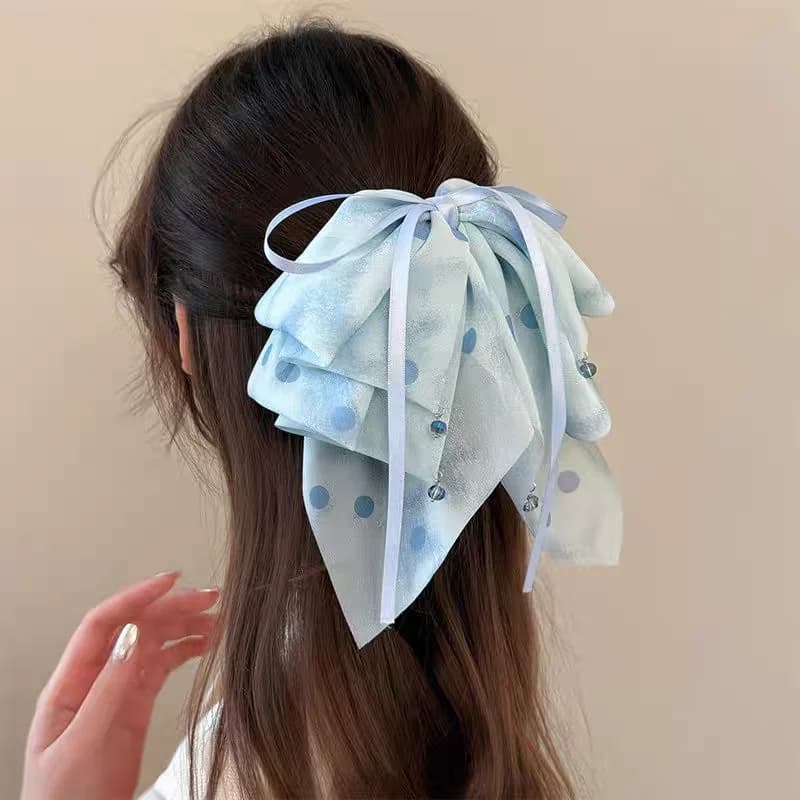 AWAYTR Coreano Carino Lungo Streamer Arco Artiglio Dei Capelli per Le Donne Ragazze Copricapi Top Clip Delle Signore Hairgrips Accessori Per Capelli Femminili