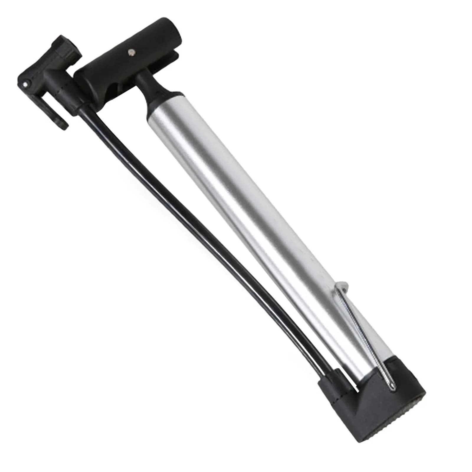 Pompa Portatile per Gonfiaggio Pneumatici Bici, Mini Pompa Manuale ad Alta Pressione Argento, Compatibile con Valvole per Biciclette e Moto
