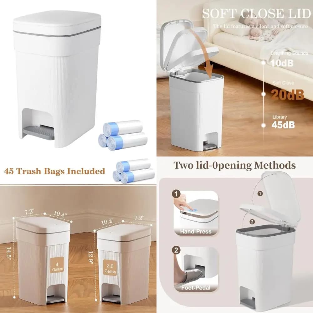 Cestino per rifiuti sottile da 2,6 galloni con chiusura morbida con coperchio per piccoli spazi: ideale per cucina, bagno, ufficio, dormitorio