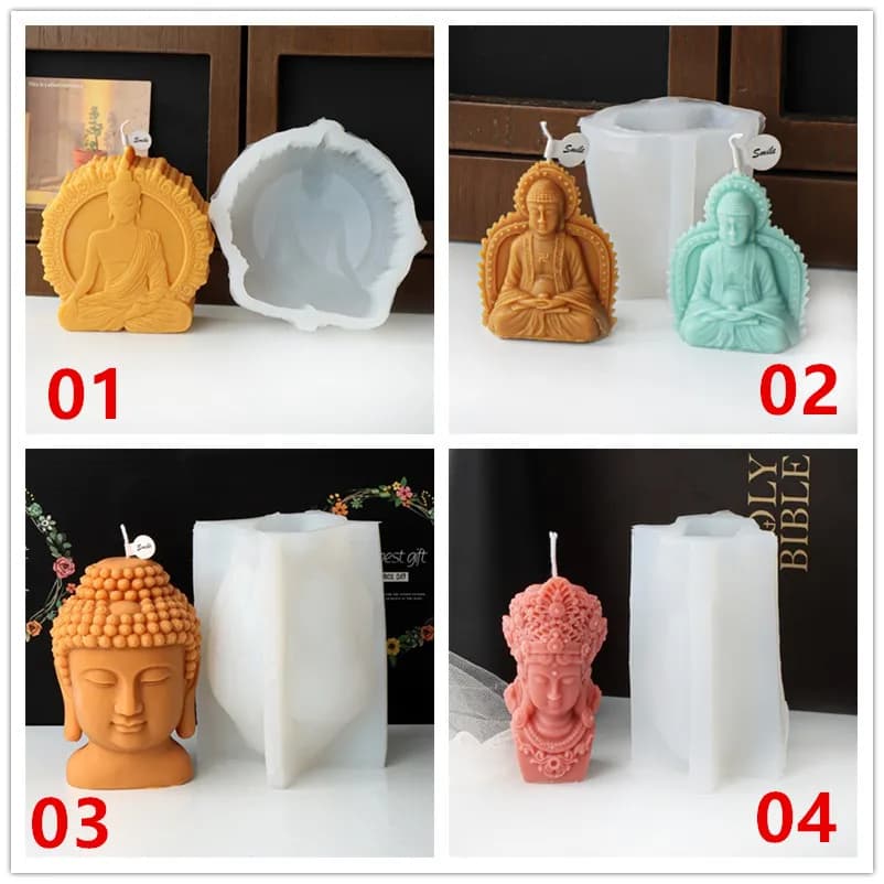 3D Guanyin Buddha Statua Candela Stampo In Silicone FAI DA TE Fatti A Mano Meditazione Astratta Tathagata Buddha Stampo Gesso Fare Decorazioni Per La Casa