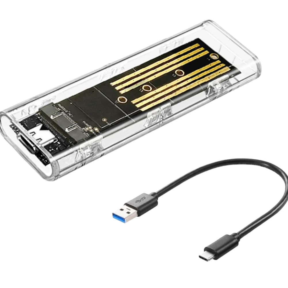 M.2 NGFF SATA Tipo C USB 3.1 Custodia SSD esterna trasparente Custodia per disco rigido da 10 Gbps Custodia SSD per 2230/2242/2260/2280