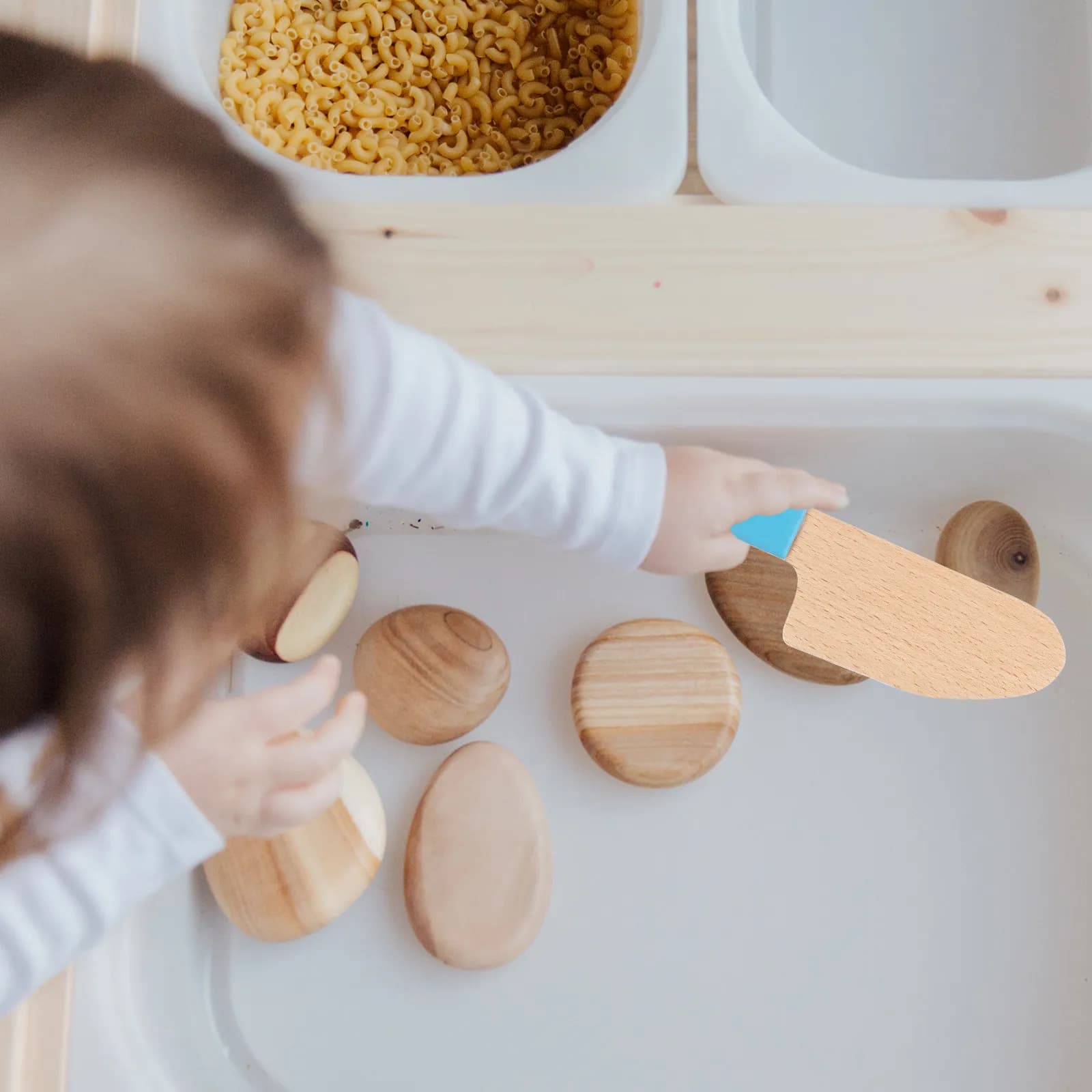 Set da Cucina Giocattolo in Legno con Coltelli, Utensili Educativi per Bambini, Divertenti Coltelli da Cucina Finta per Casa delle Bambole