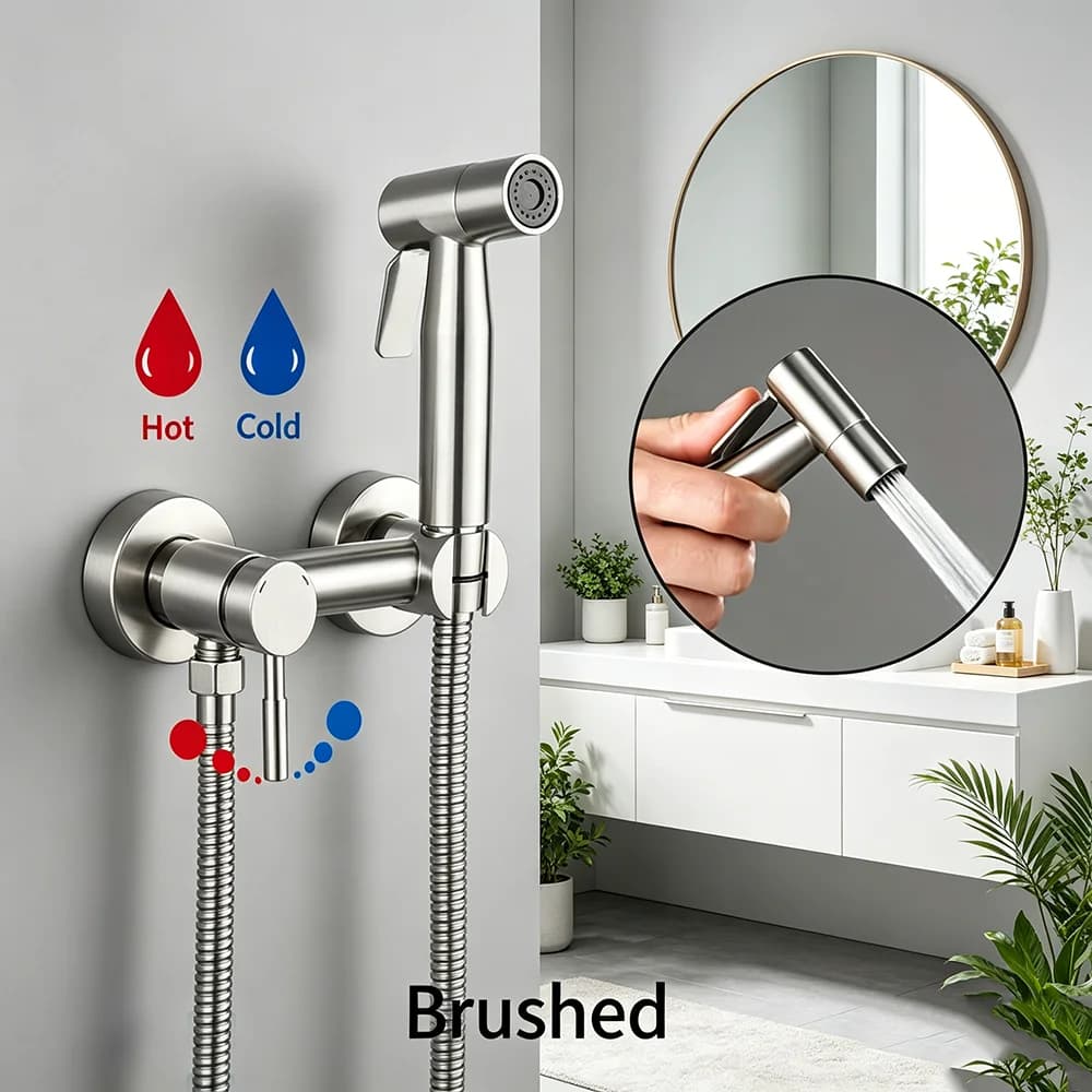 Rubinetto Bidet in Acciaio Inox 304 con Acqua Calda e Fredda, Lavaggio Sanitario per Bagno
