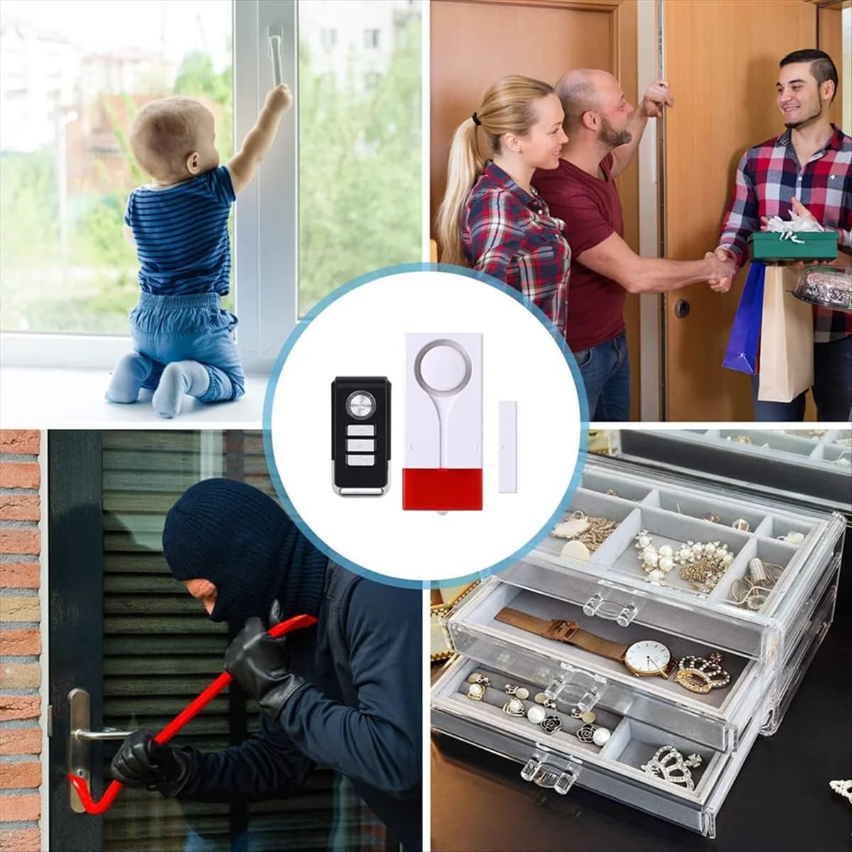 BISMZ Allarme per porte e finestre aperte, telecomando senza fili Sensore magnetico Carillon Antifurto Sicurezza domestica Protezione fai da te