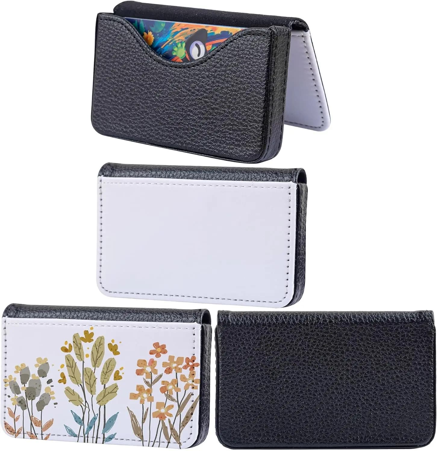 Porta biglietti da visita vuoto per sublimazione Tasca per custodia con nome in pelle PU per forniture per ufficio