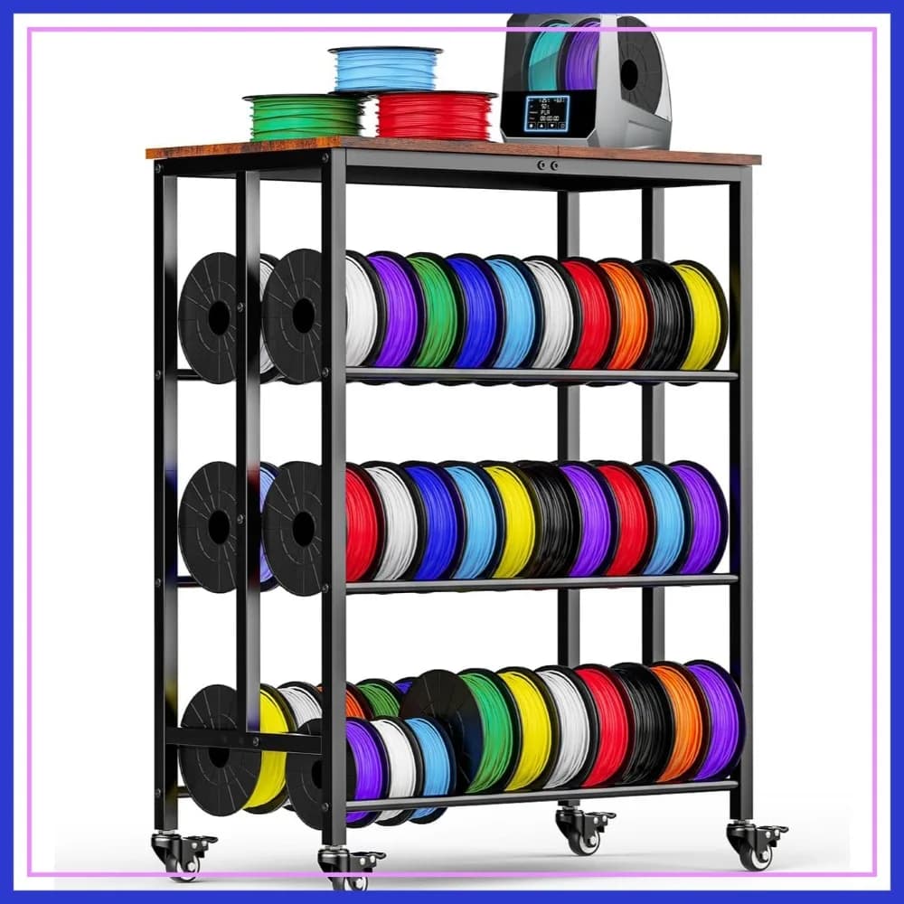Scaffale porta filamenti in metallo a 2 file per stampante 3D, per PLA/TPU/ASA/Nylon, organizer per officina e garage