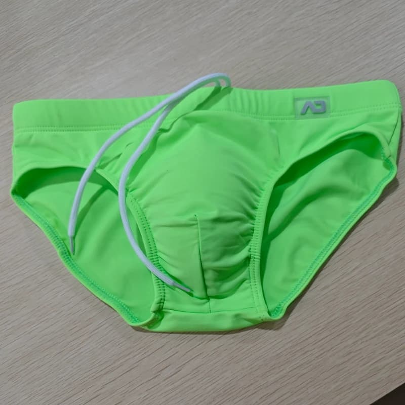 Real shot Men's Low Waist Slip Loops Solid Color Nylon Swimsuit Cup Anti-Embassy Beach Pants BS420