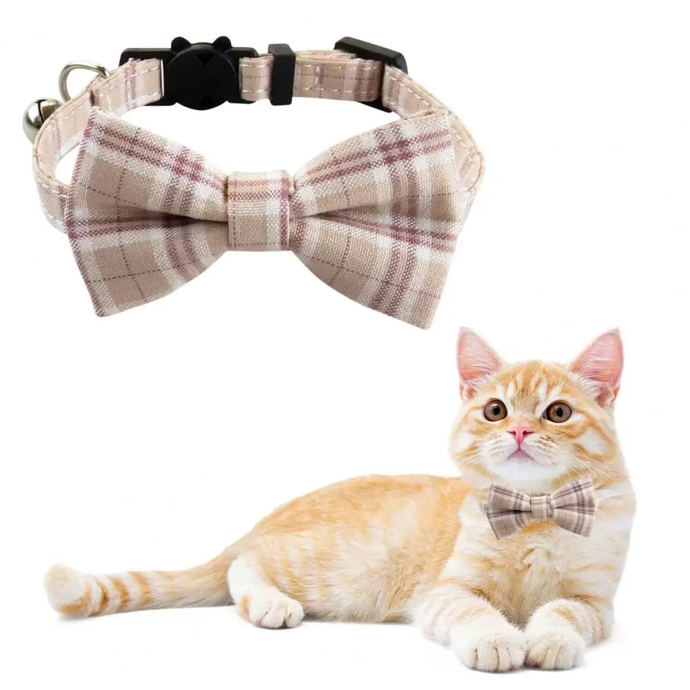 Bowknot Breakaway Cat Kitten Collar papillon collare per cani regolabile con campana Plaid fibbia di sicurezza collana con collare per animali domestici di natale